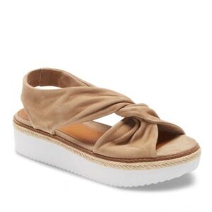 Caslon Joelle Taupe Leather Suede Platform Sandals​​​​
